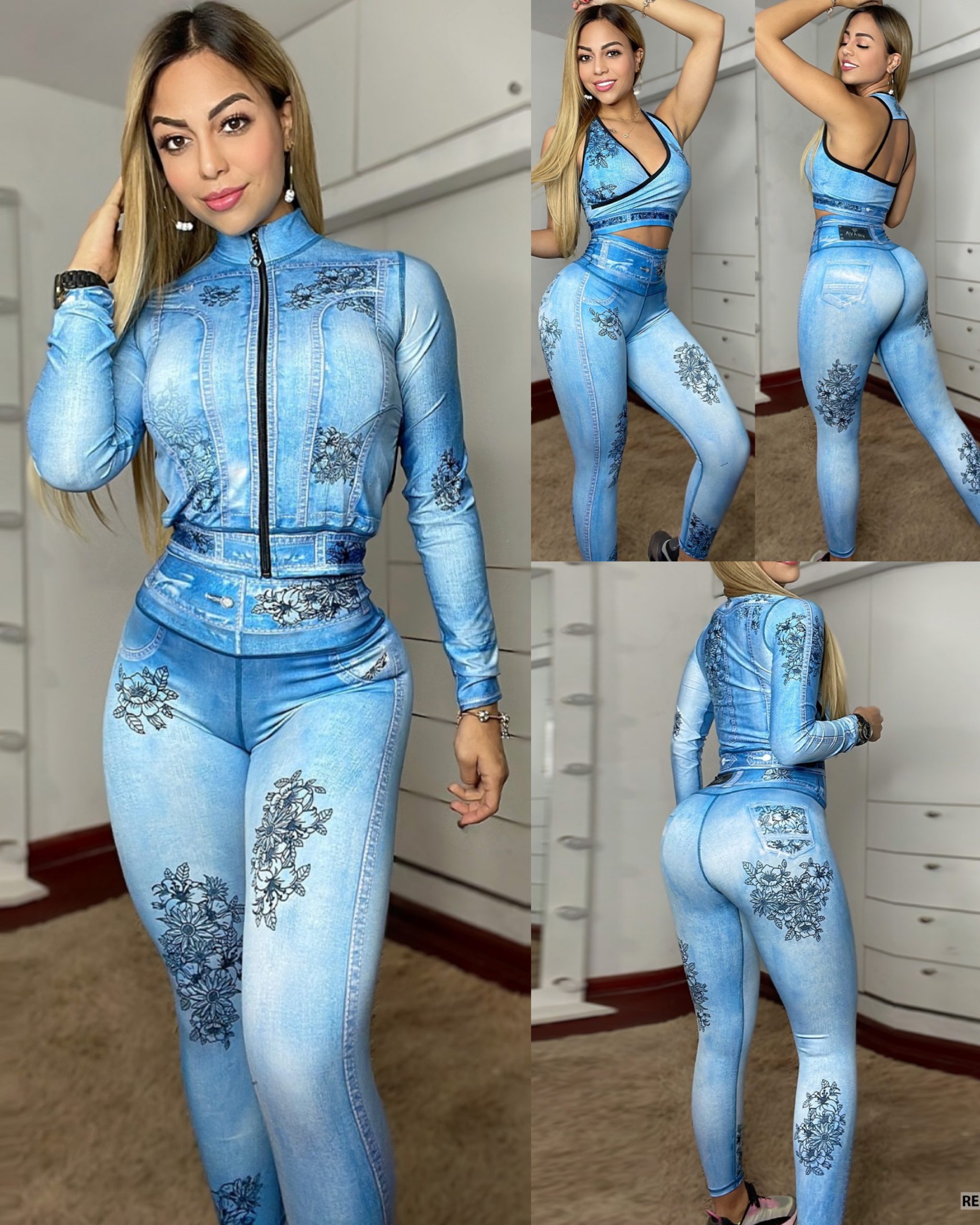3PC SET BLUE DENIM 870A